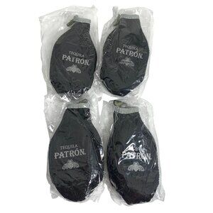 NEW Set of Four Patron Tequila Koozie ONLY Black Neoprene Soft Zipper For 375ml